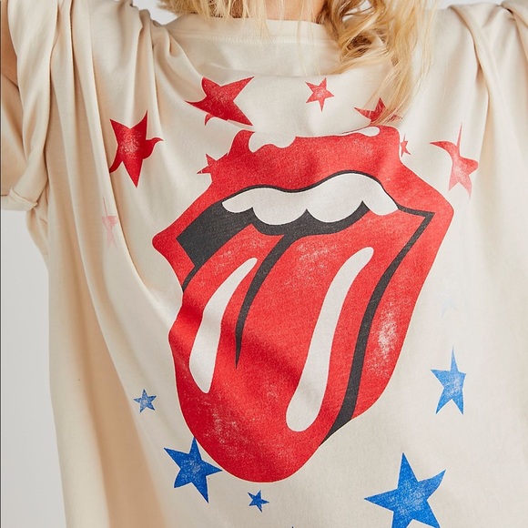 ✨NEW!✨Free People Rolling Stones One Size Tee - Picture 4 of 5